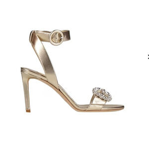 NWD Jimmy Choo Crystal Embellished Heel Sandal Sz 35 Gold